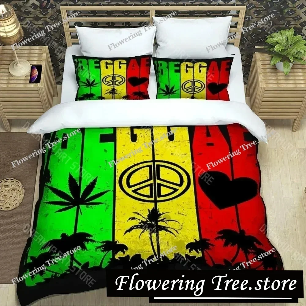 3D Print Bob Marley Reggae Music Maple Leaf Bedding Set Boys Girls Twin Queen King Size Duvet Cover Pillowcase Bed boys Adult