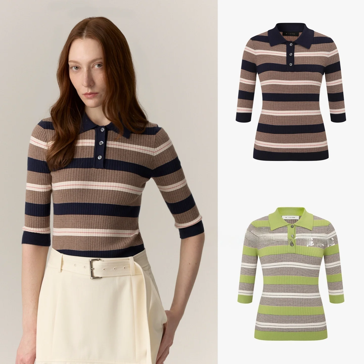 

Женский трикотажный топ Slimming Cheered ort Sve с эластичным воротником, в полоску, с цветовыми блоками, для повседневной носки, как базовый слой