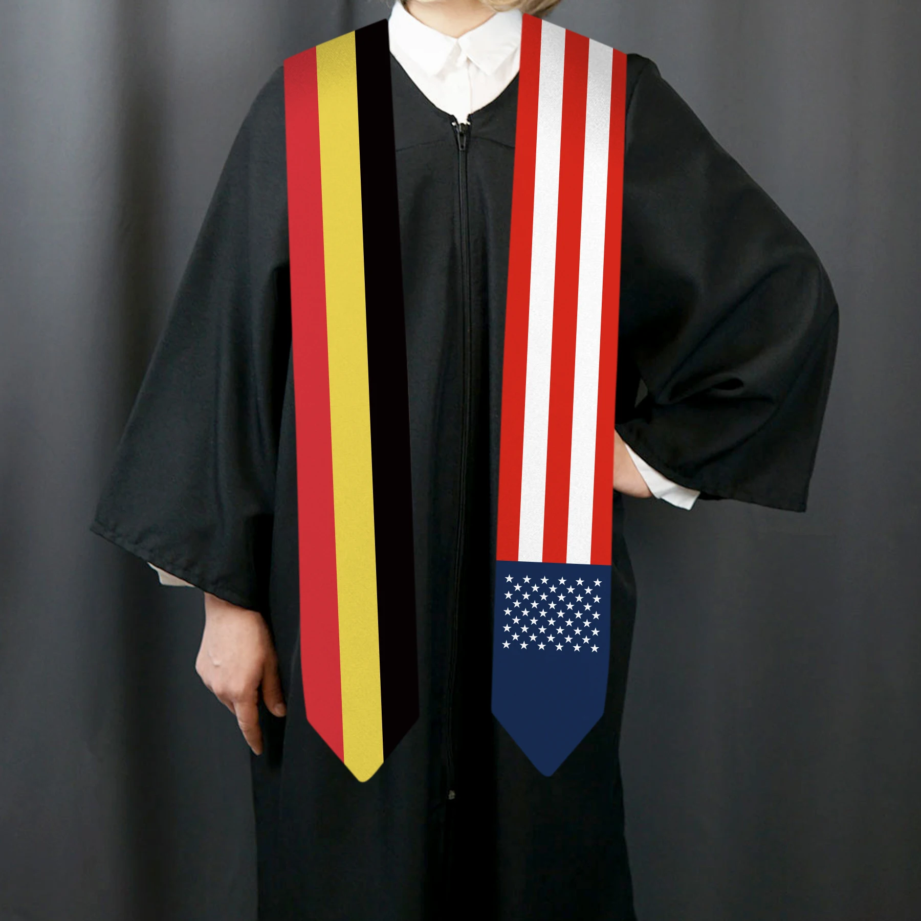 13x180cm USA And Belgium Flag Graduation Sash Bachelor Gown Accessory Graduation Sash Scarf