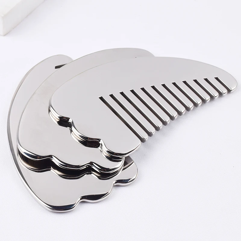 stainless steel Massage Comb Head Face Scalp Gua Sha Massager Facial Wide Tooth Guasha Scraping Body Massage Shaping Relaxation