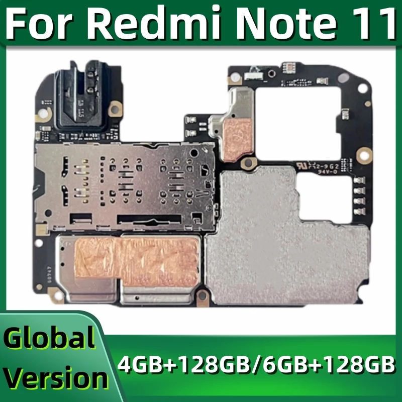 Motherboard for Xiaomi Redmi Note 11 4G, Unlocked Mainboard, Logic Board with Global MIUI System, 128GB