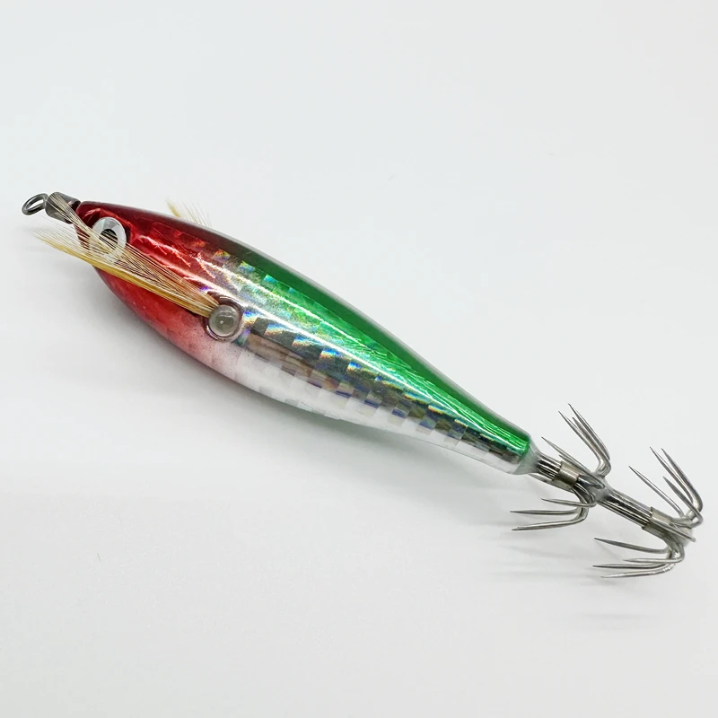 Horizontal  wood Shrimp 5.5g  Laser Luminous Floating Egi lure Squid Jigging Shrimp Octopus Cuttlefish Fishing Baits Sea Fishing