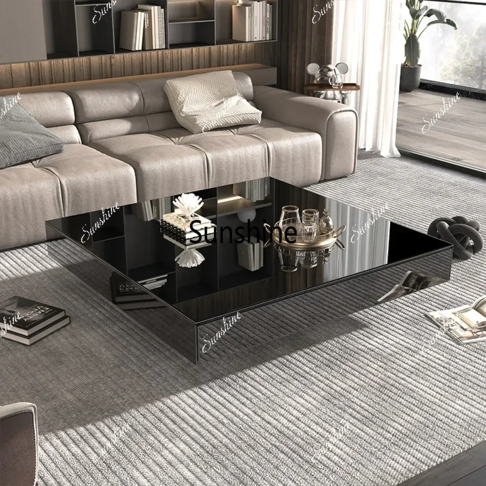 

YMinimalist Design Coffee Table Luxury Black Square Cool Coffee Tables Hardcover Living Room Mesa Centro Salon Home Accessories