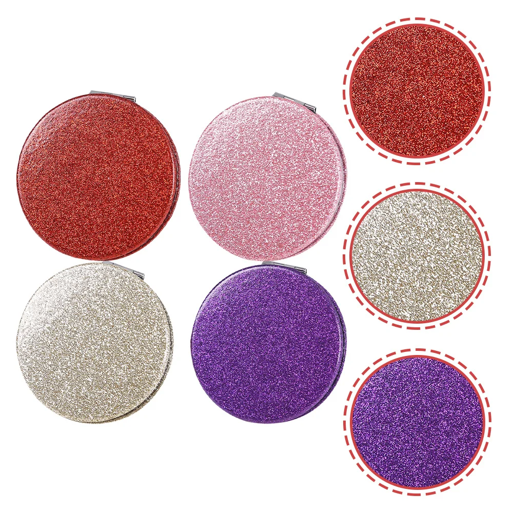 4 szt. Kompaktowe składane okrągłe lusterko podróżne dwustronne przenośne małe lusterko do makijażu do torebki na prezent mini lusterko