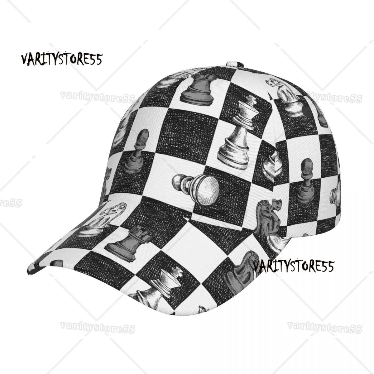 

Бейсбольные кепки для настольных игр, шахматная клетчатая одежда для мужчин и женщин, кепка дальнобойщика, повседневный черно-белый головной убор