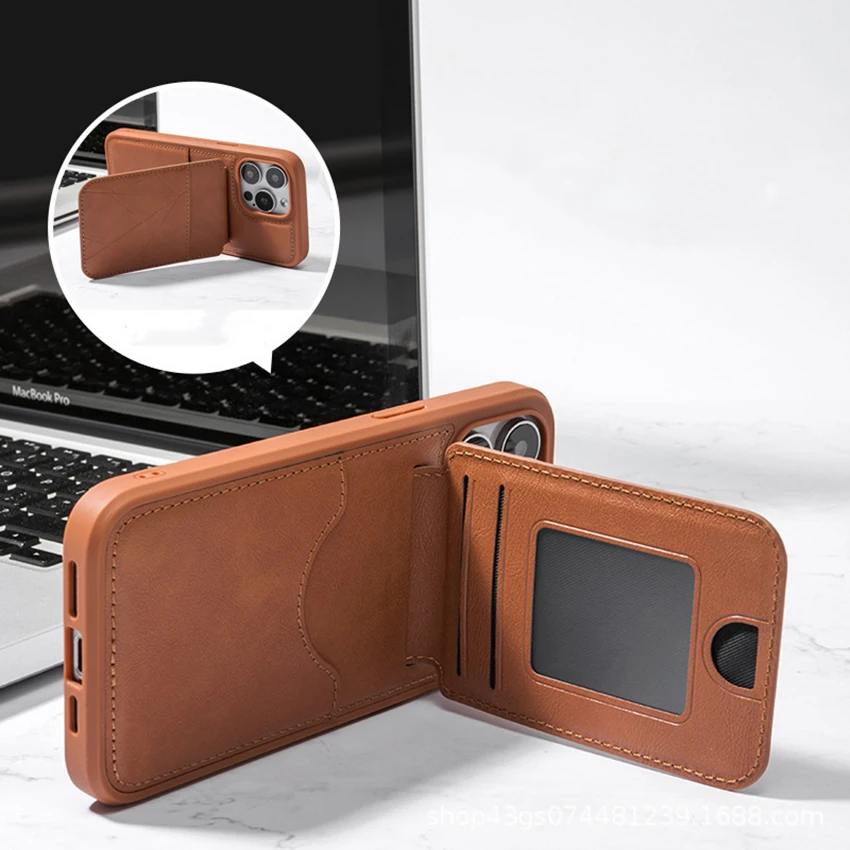 حافظة بطاقات مزدوجة قابلة للطي لهاتف آيفون 17 16 15 14 13 Pro 12 Max 16Pro حافظة هاتف محمولة 17 Pro Max غطاء صلب