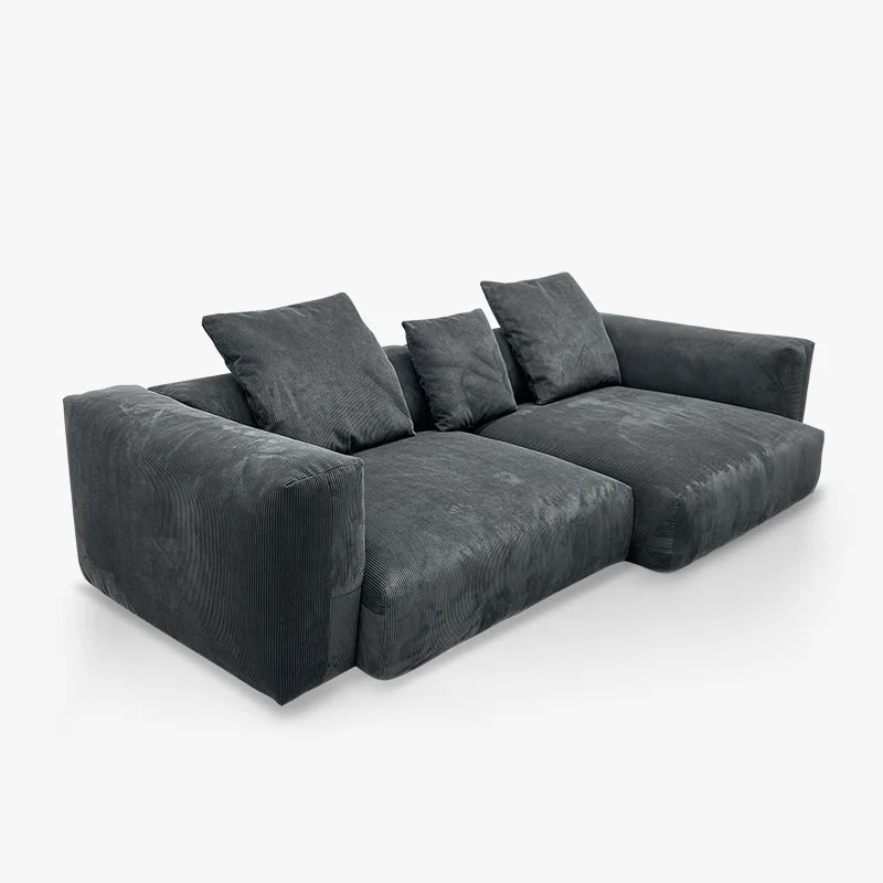 

Cream wind toast bread corduroy sofa retro tofu block designer home silent wind living room combination sofa