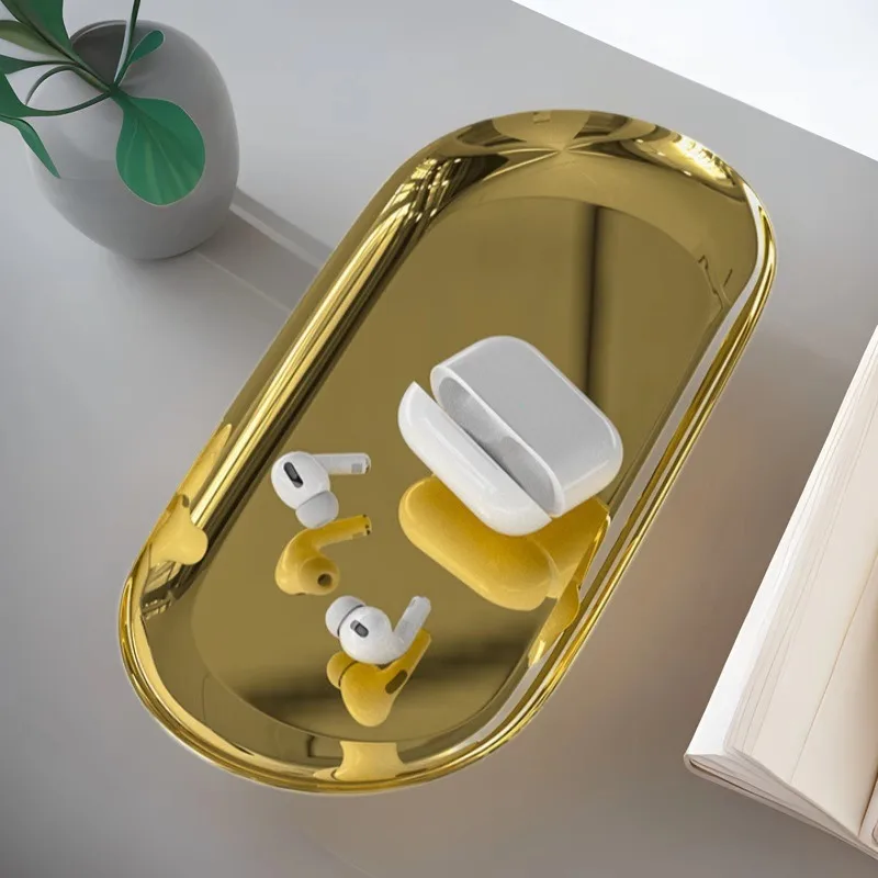 Metal Tray Living Room Oval Table Jewelry Storage Tray Storage Stainless Steel Plate Candle Tools Decorative Pieces Ring Dish - view 5