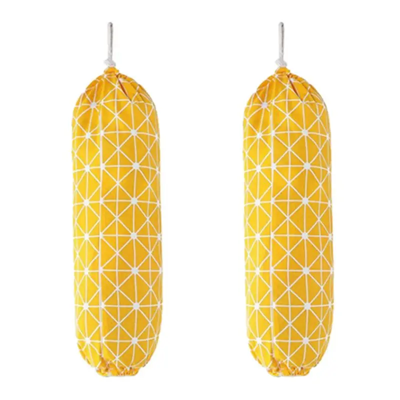B03C-2X Plastic Bag Holder, Foldable Washable Grocery Bag Dispenser Recycling Shopping Bag Organizer Grocery(Yellow)