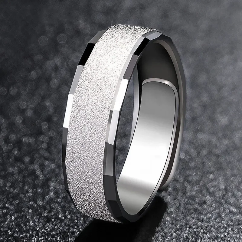 Frosted Men Ring Simple Personalized Sand Surface Car Flower Opening Wide Face Domineering Plain Band For Male Index Finger
