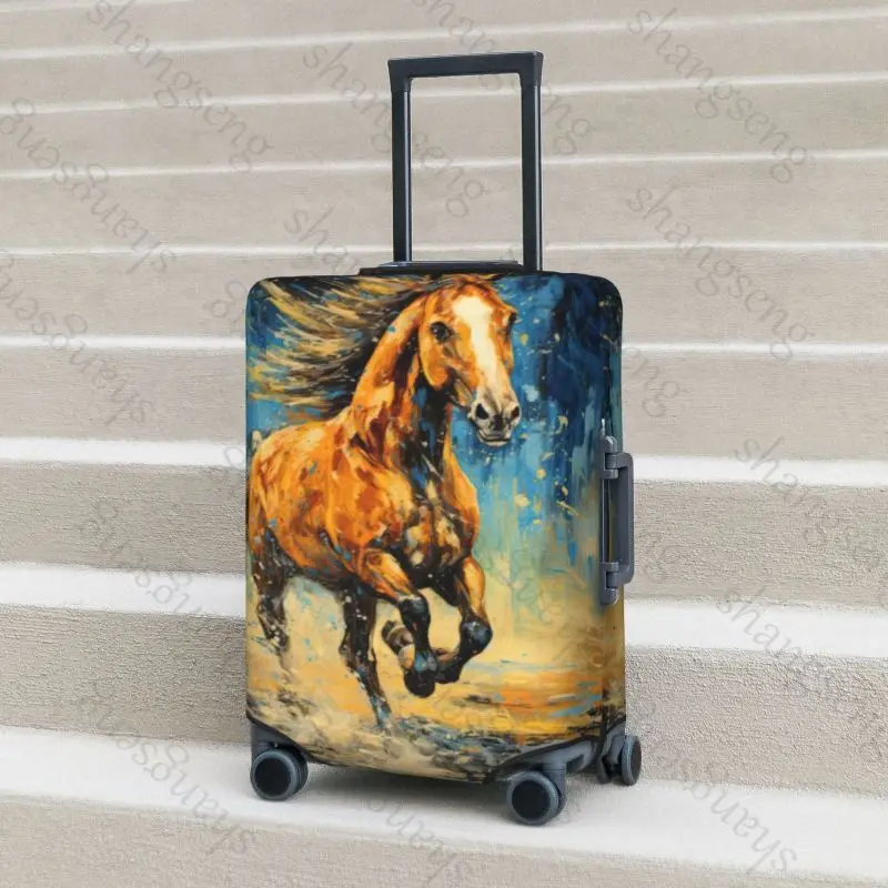 Watercolor Horse animal Travel suitcase protective case, suitcase cover, elastic protection, washable Luggage cover, 18-32 in