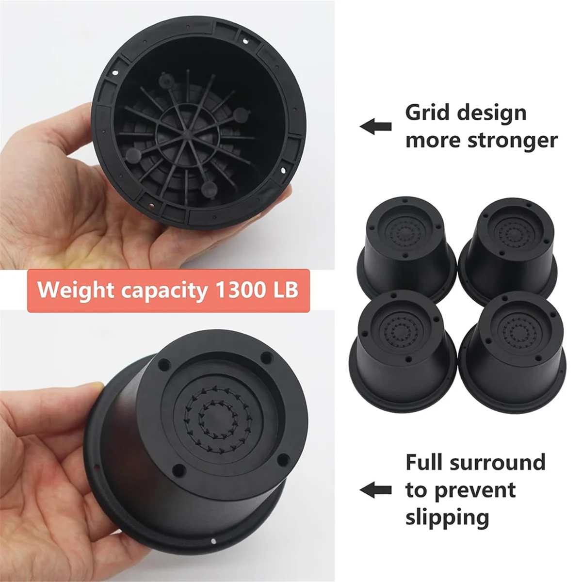 Booster pad6Pack Rialzi per mobili Rialzi per letti neri Rialzi per letti da 2,3 pollici per divano