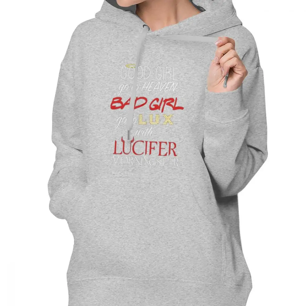 Lucifer Hoodie Go To Lux With Lucifer Hoodies White Trendy Hoodies Women XXL Long-sleeve Printed Streetwear Pullover Hoodie