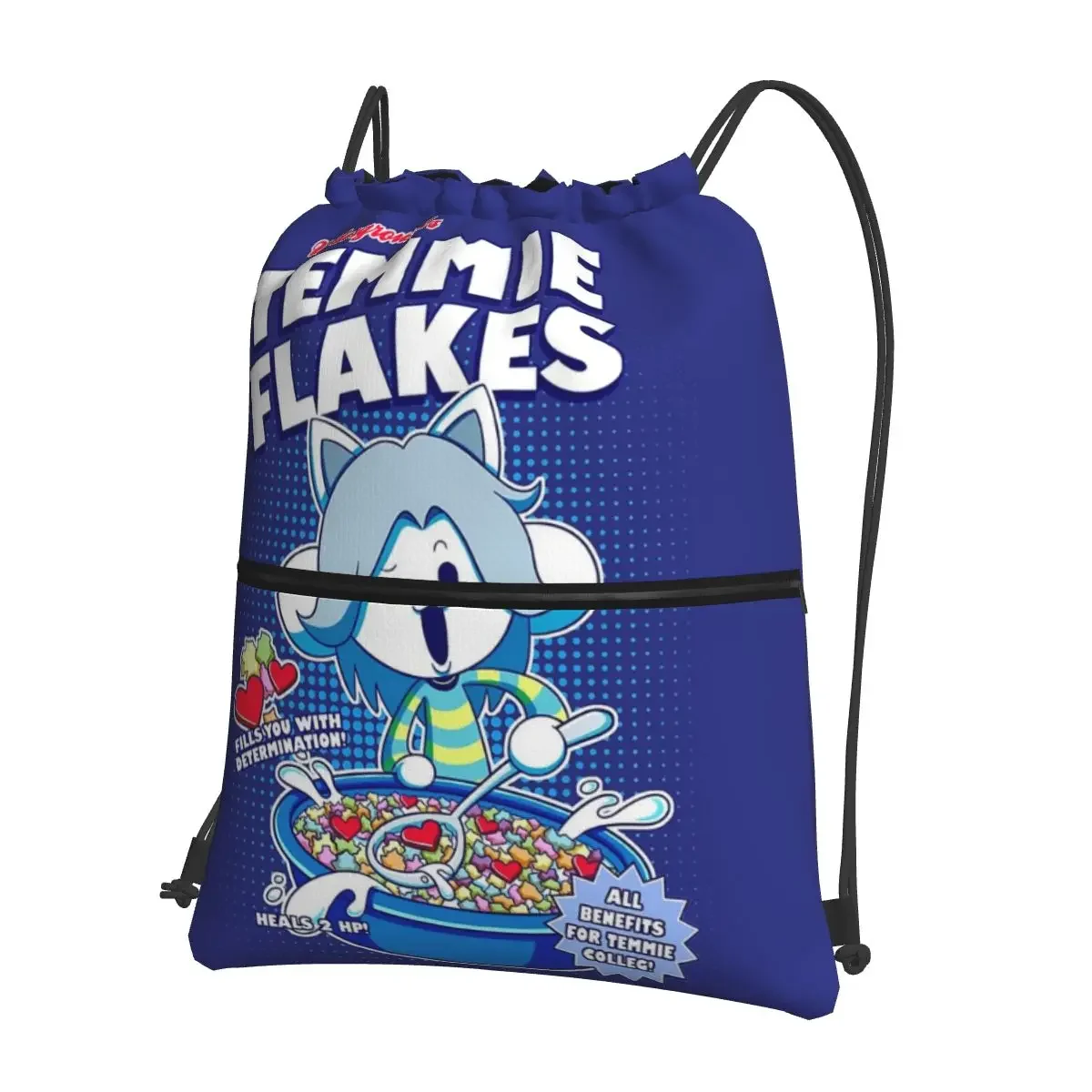 

Temmie Flakes! Portable Backpacks Drawstring Bag Multi-function Drawstring Bundle Pocket Shoes Bags For School Students