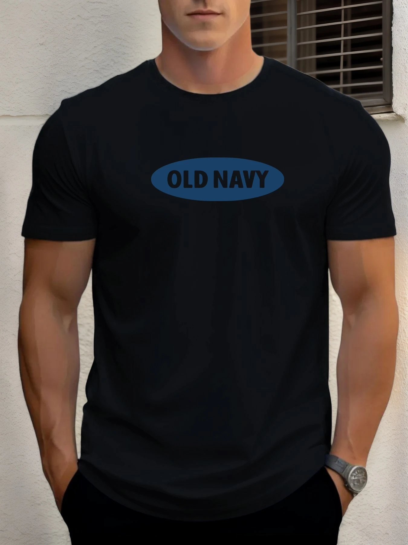 

Men's cotton T-shirt, summer round neck short sleeves, OLD NAVY logo printed breathable street clothing fashion cool T-shirt