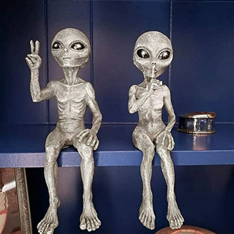 

Garden Resin Alien Statue Accessories Garden Ornament Indoor Art Decor Desktop Home Decor for Halloween Christmas Ornaments New
