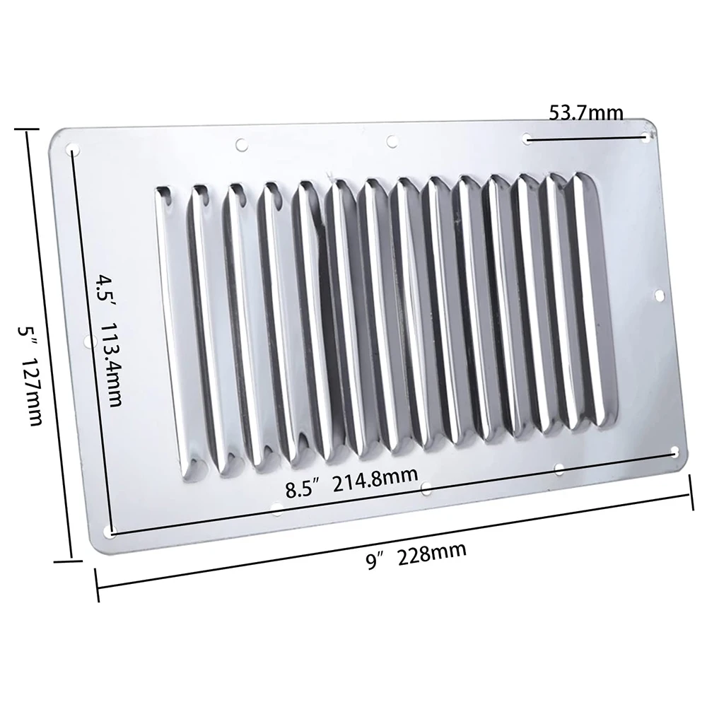 2 PCS Stainless Steel Square Vent Grille And Ventilation Sheet Heat Dissipation Shutter For Yacht RV Truck And Marine Hardware