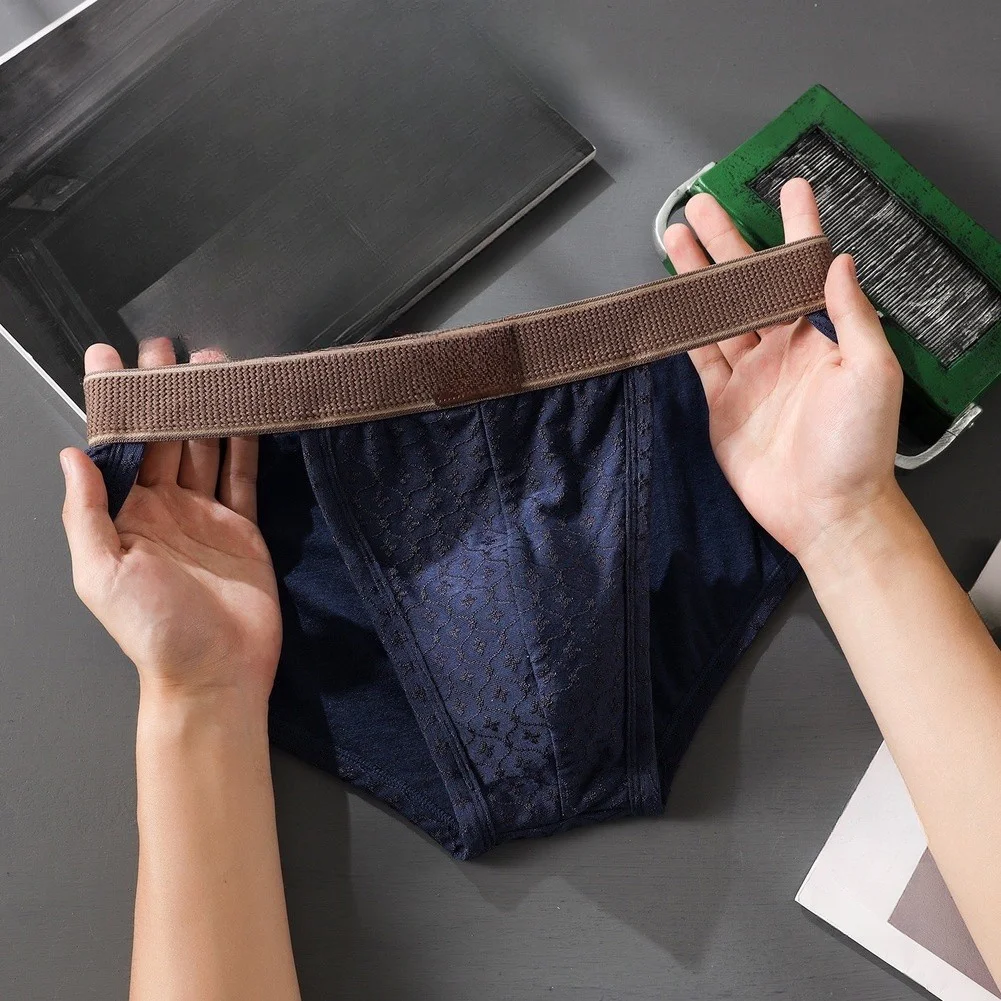 Men Mid Waist U Convex Pouch Briefs Breathable Solid Color Underpants Sexy Bikini  Daily Wear Male Lingerie Underwear