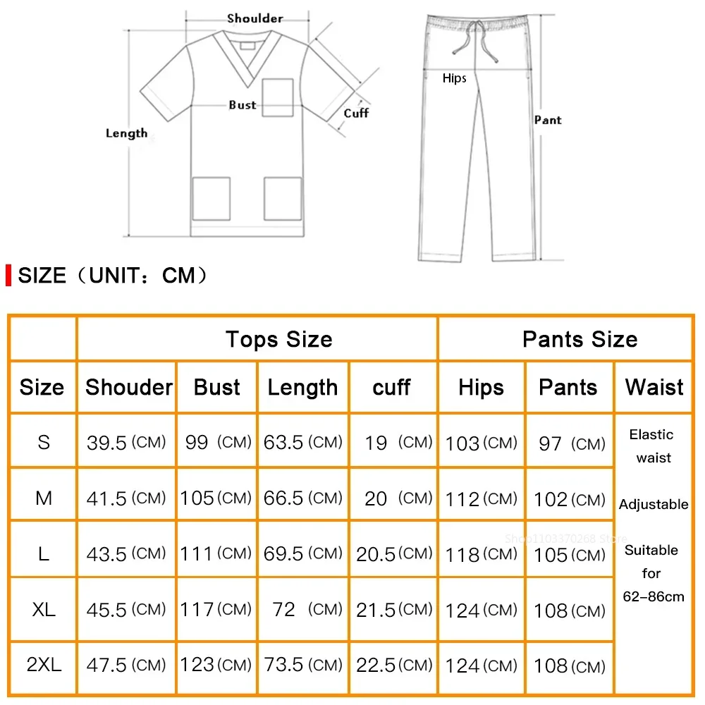 Clearance Scrubs Nursing Uniforms for Women Men Anesthetist Set Tops and Jogger Pants Thin Fabric Operating Room Doctor Workwear