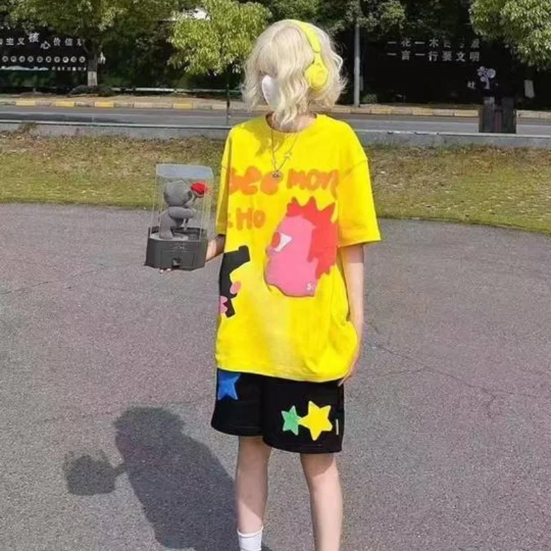 Y2K style sweet dopamine cute girl casual T-shirt Summer short sleeved anti-aging ins new bright color street style women's top
