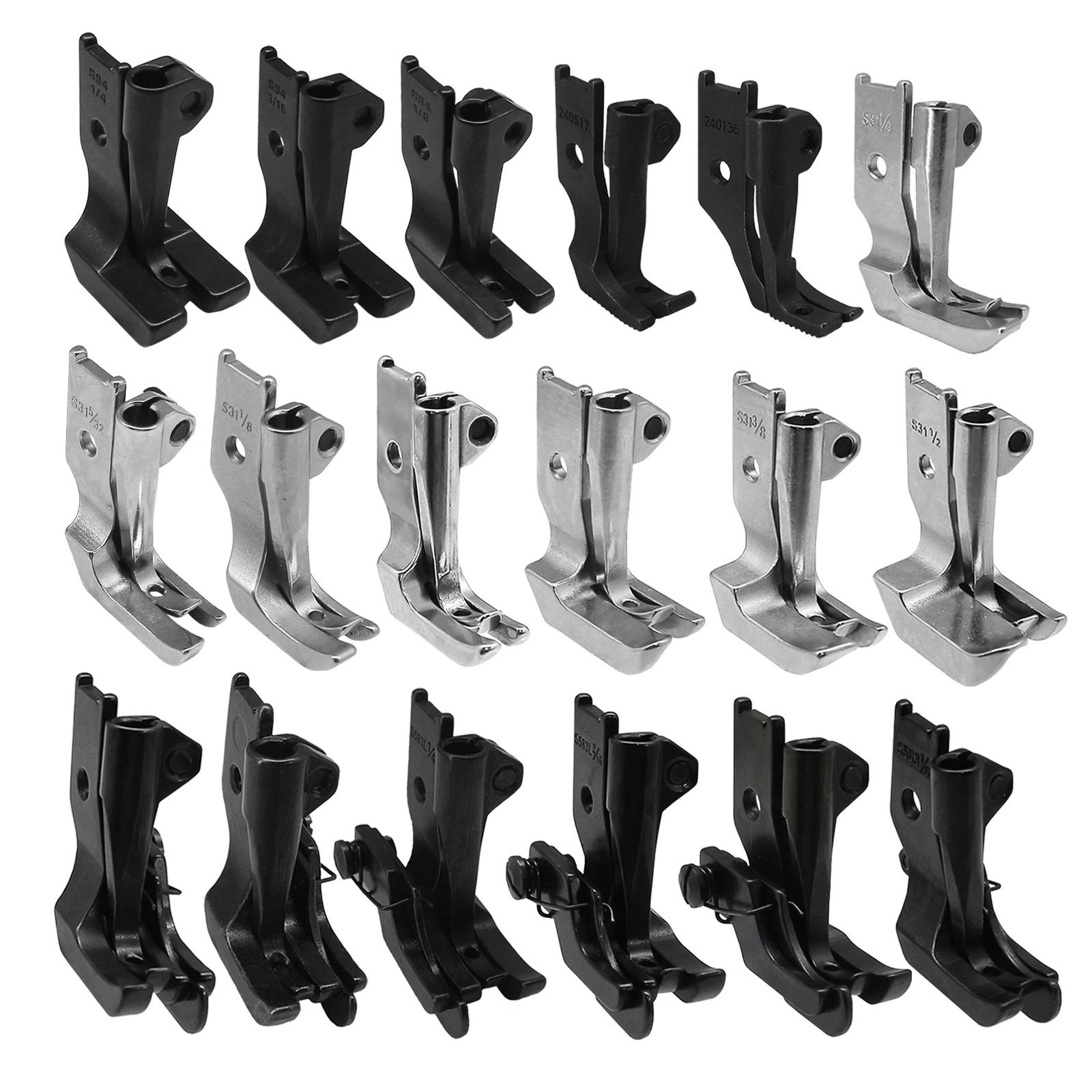 

18Sets Zipper/WELTING Piping W/Edge Guide Walking FEET,For JUKI DNU-1541 CONSEW P1206RB Singer 111G Sewing Machine Accessories