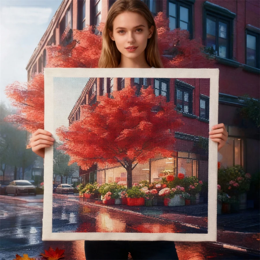 

2026 New style Pink Tree Printed Cross-Stitch Embroidery Set DMC Threads Handmade Handicraft Sewing Magic Design Different