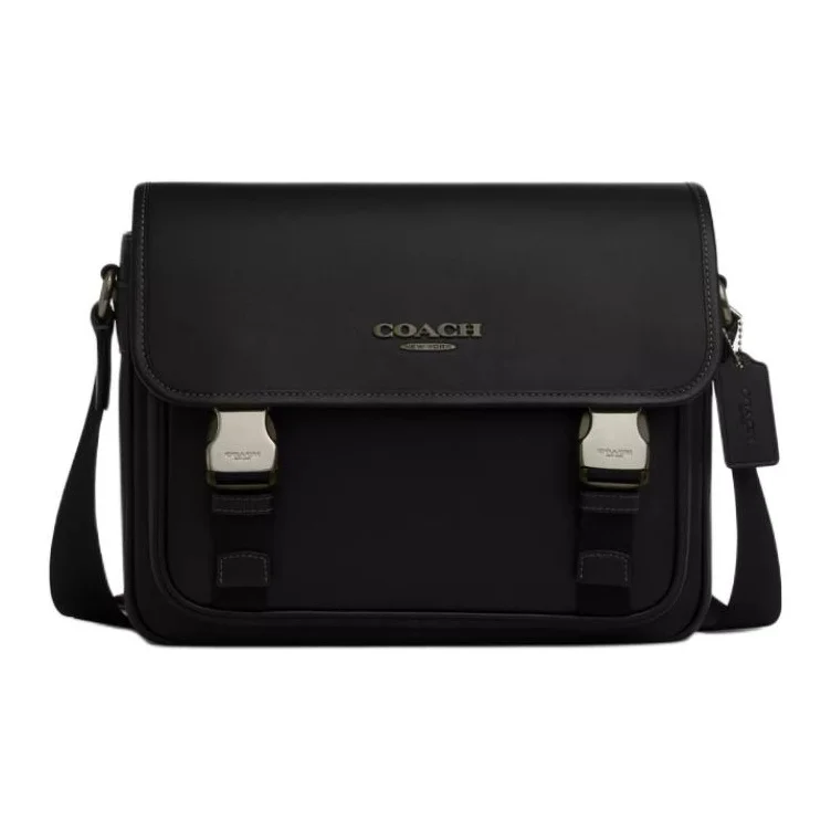 COACH Racer Messenger Smooth Calfskin Shoulder Bag, Crossbody Bag Large Men's Black CU110-QBBK