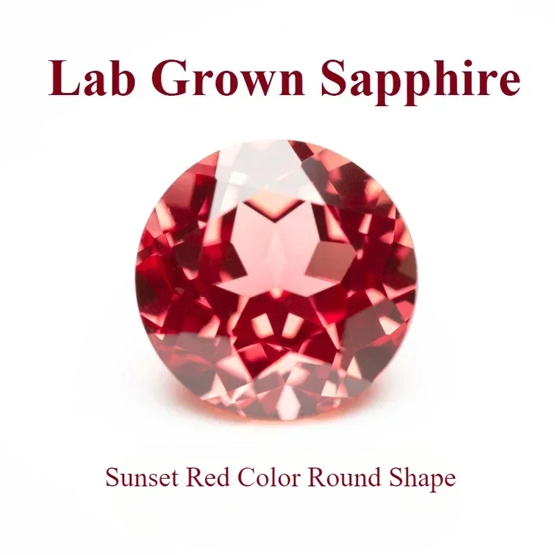 

Lab Grown Sapphire Sunset Red Color Round Shape Charm Beads for DIY Jewelry Making Necklace Materials Selectable AGL Certificate