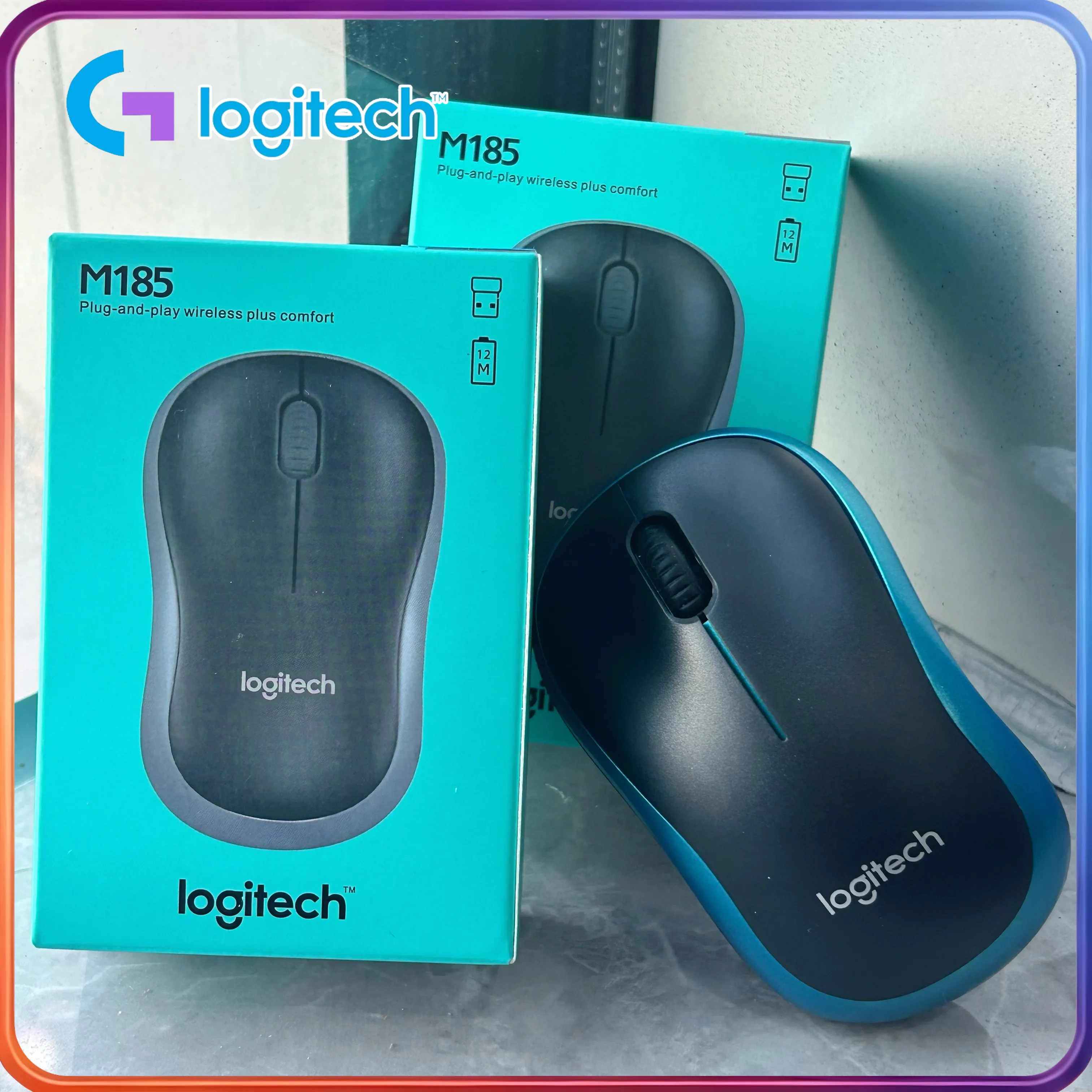 

Logitech M185 Business-Grade Wireless Mouse, Office Model, 2.4G Receiver, Symmetrical Design, Multi-Device Compatible