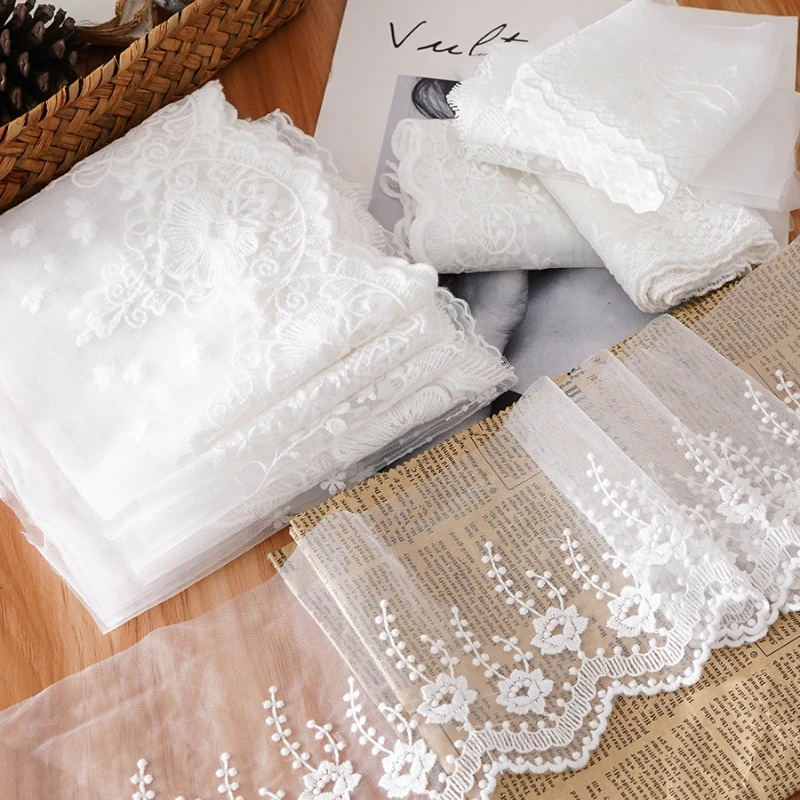 Lace Fabric White Mesh Screen Curtain Skirt Hem Neckline Garment Accessories Diy Decorative Bag Sewing Material Wholesale Cloth