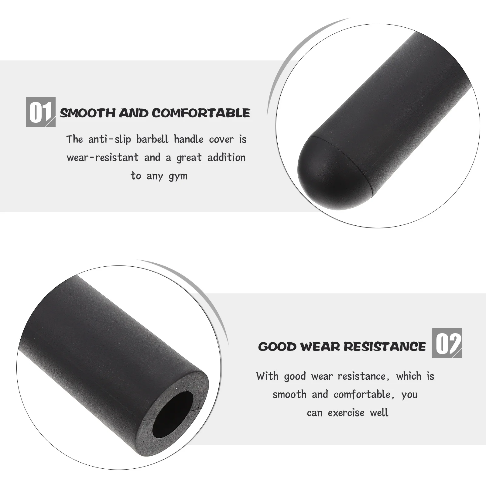 

Barbell Handle Grip Round Barbell Handle Bar Anti-Fall Handlebar Grip Durable PP Plastic for Gym Black Flat Grips