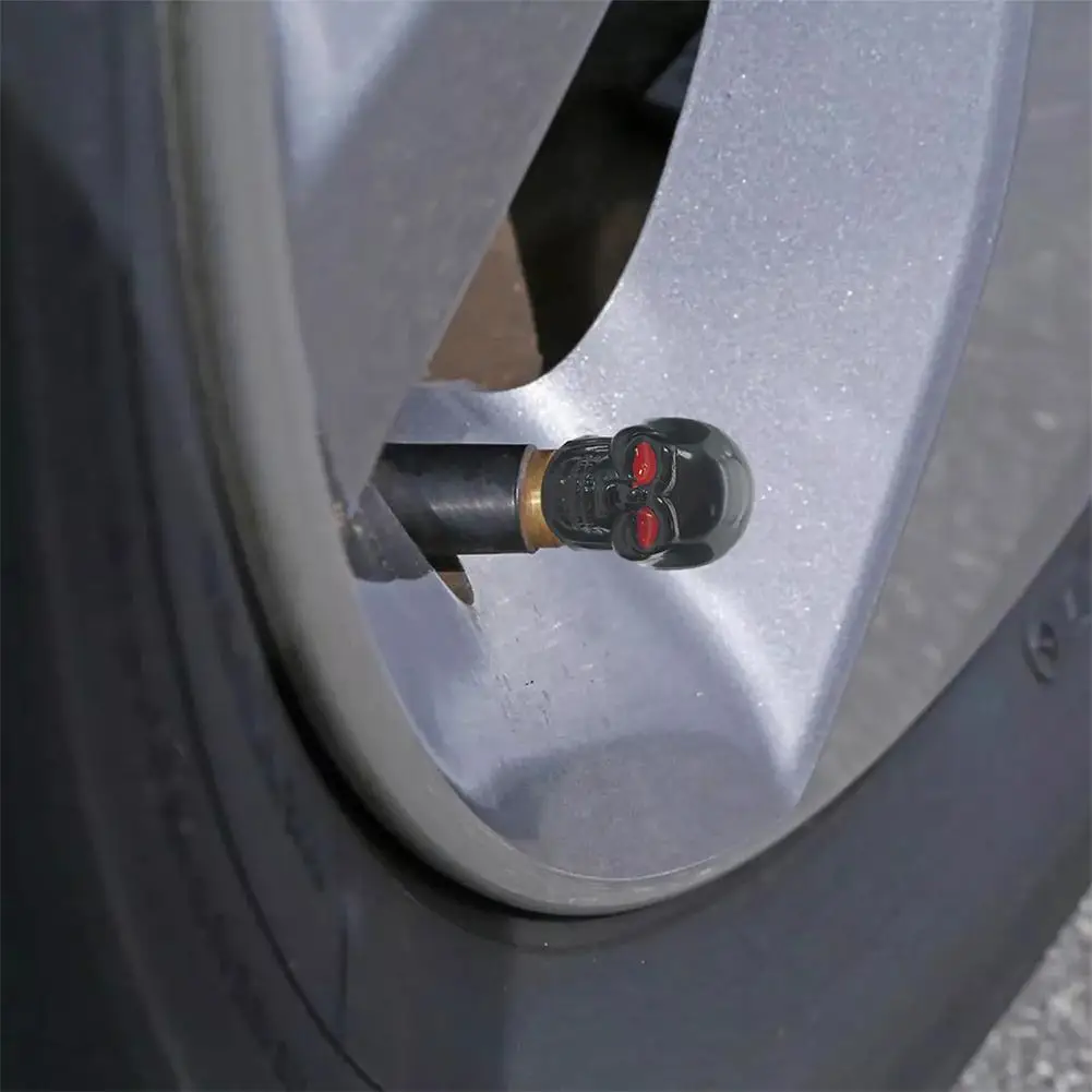 4pcs Car Motorcycle Wheel Tire Valve-Stem Caps Skull Funny Air Caps Cover Universal Truck Motorcycle Bike Car Tires Valve Stem
