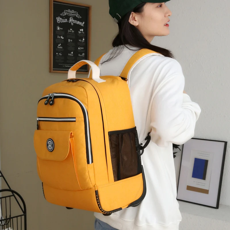 Kid's Wheeled Backpack Large Capacity Rolling Duffel Bag with Telescopic Handle Waterproof 19 Colors for School Students Boys