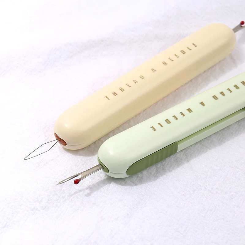 

Practical Double Head Needle Threader Portable Hand Sewing Insertion Tool Labor-saving Needle Threading Helper for Home