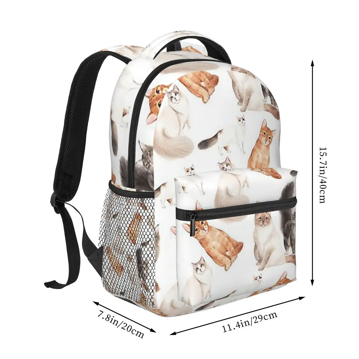 Gray Ginger And Siamese Kittens Cats  Backpacks Boys Girls Bookbag Children School Bags Cartoon Laptop Rucksack Shoulder Bag