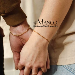eManco Stainless Steel Personalized Engraving Curb Chain Bracelets for Women Charms Best Friend Bracelets Gifts