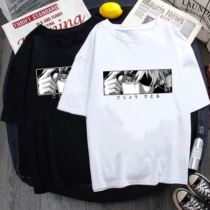 New Summer Fashion Short Sleeve Anime Gojo Satoru Print T-Shirt Streetwear Unisex Gothic T-Shirt