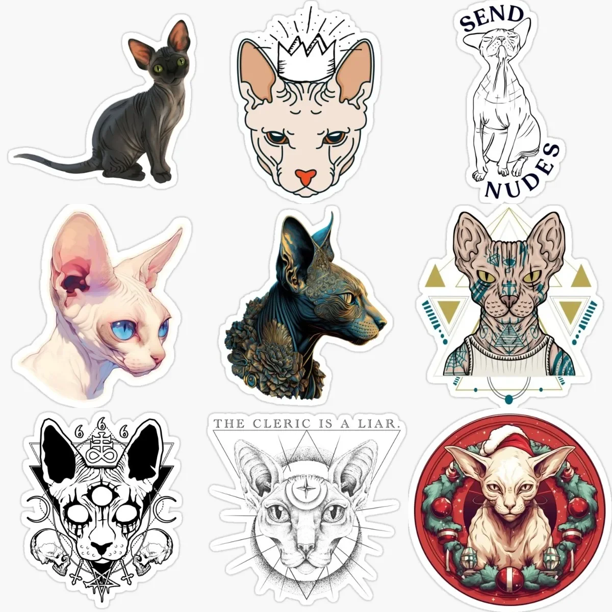 

Creative Canadian Hairless Cat Sphynx Cat Pets PVC Stickers for Decorate Table Fridge Wall Window Car Van Bicycle Helmet Decal