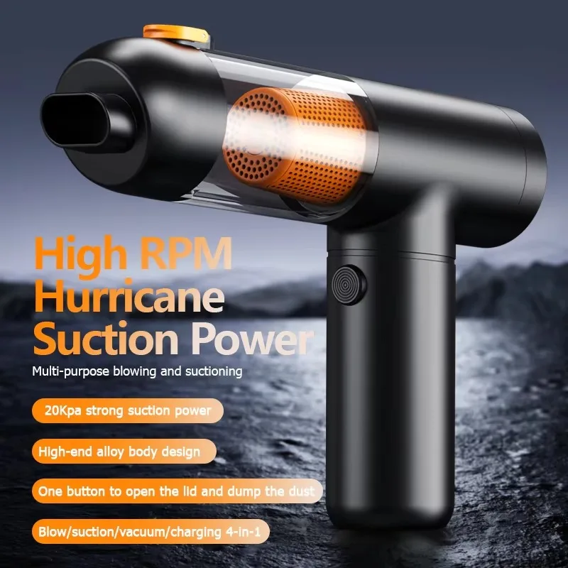 

Powerful 120W Portable Car Vacuum Cleaner 20000Pa Cordless USB Rechargeable Wireless Handheld Air Duster ABS Material 2 1 Design