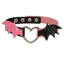 New Goth Halloween Bat Wings Choker Necklace For Women Girls Heart Chocker Leather Collar Jewelry Cosplay Gothic Accessories