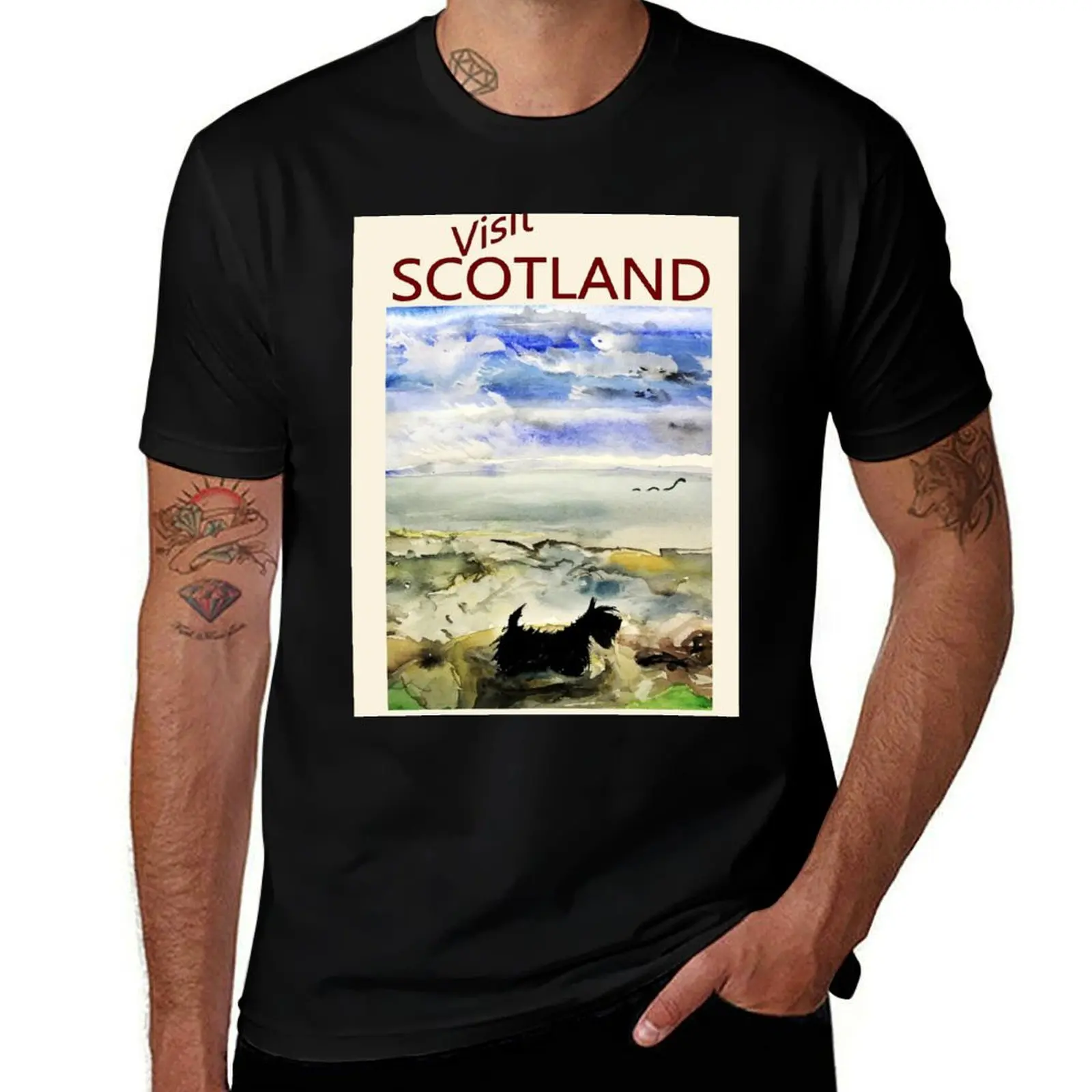 

Scottie Dog 'Visit SCOTLAND' T-Shirt cotton t shirts high quality man t shirts cotton