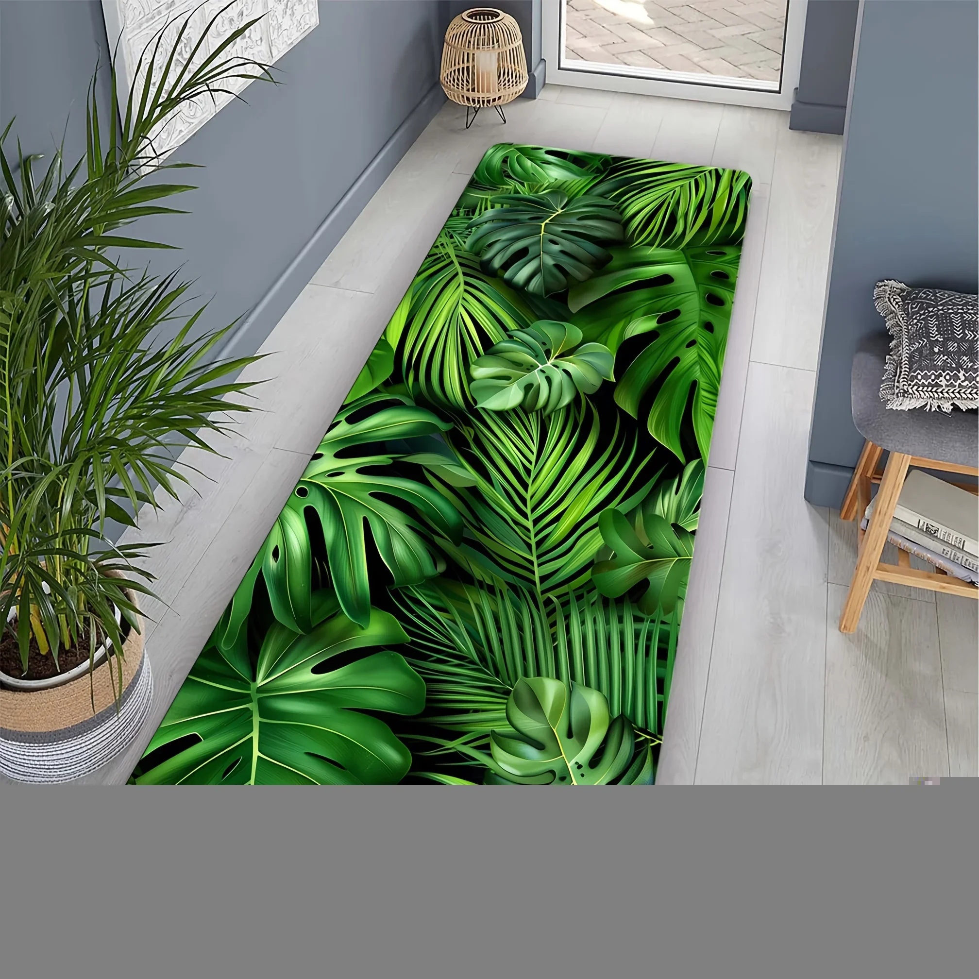 1pc of Soft, Non-Slip, Floor Mat with Green Leaf Pattern for Living Room And Kitchen, Weighing 480G Per Square Meter And 1Cm T
