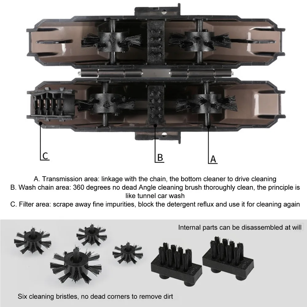 Limpia cadenas de bicicleta ABS – Herramienta negra para taller - imagen 4
