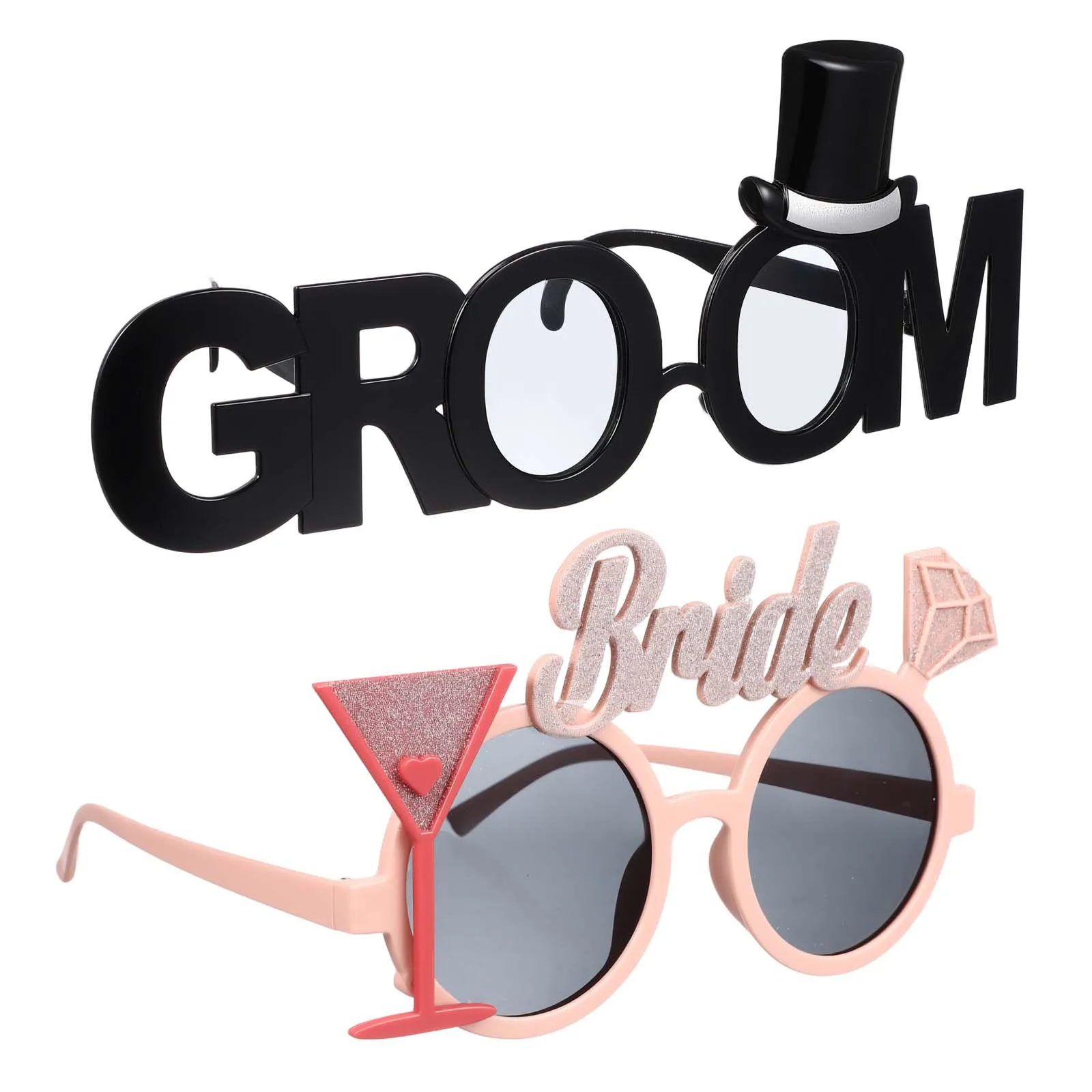 

2Pcs Plastic Funny Bride Groom Glasses Wedding Party Photo Props Bachelor Party Eyeglasses Ornament Bride Glasses