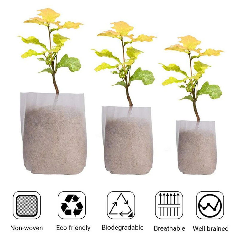 

100PCS Plant Bag Degradable Non-woven Nutrition Bag For Garden Outdoor Living Fruits Vegetables Flowers Plant Care Accessories