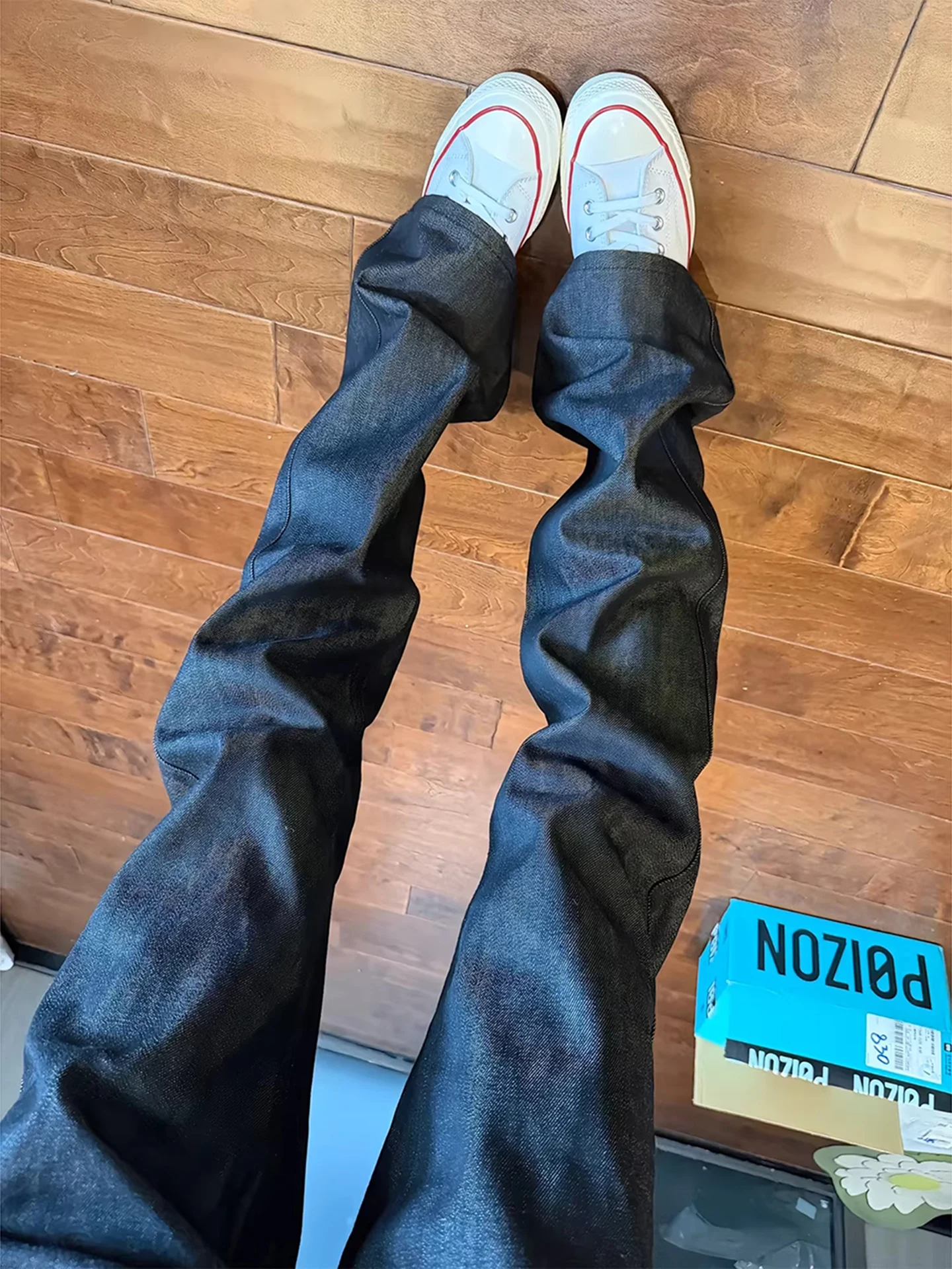 

American Retro Bla Cowboy Jeans Men's Spring Autumn High Waist Straight Leg Pants Cleanfit Bell Bot Cool Haome