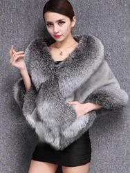 2024 New Thicken Warm Fur Shawl Ponchos Cloak Women's Cheongsam Wedding Shawls Dress Mink Skin Fox  Capes Dropshipping R103