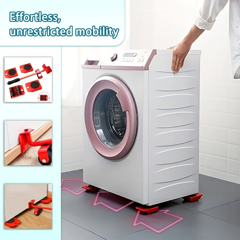 

5pcs Heavy Furniture Lifter Set - Easily Slide Sofas And Appliances Moving Tool With 360 Degree Rotating Pads Moving Essentials