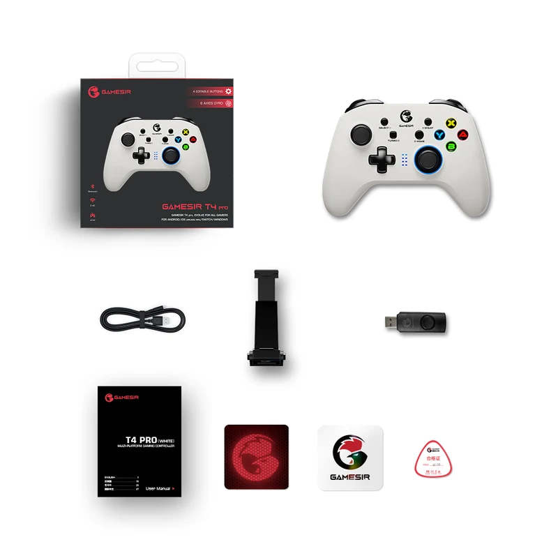 Controle sem fio GameSir T4 Pro Branco Bluetooth 2.4G para Nintendo — foto 6