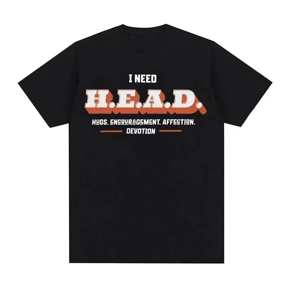 I Need HEAD Shirt - A Funny and Creative Letter-themed Casual Couple's Letter T-shirt for Summer, Suitable for Casual Wear.